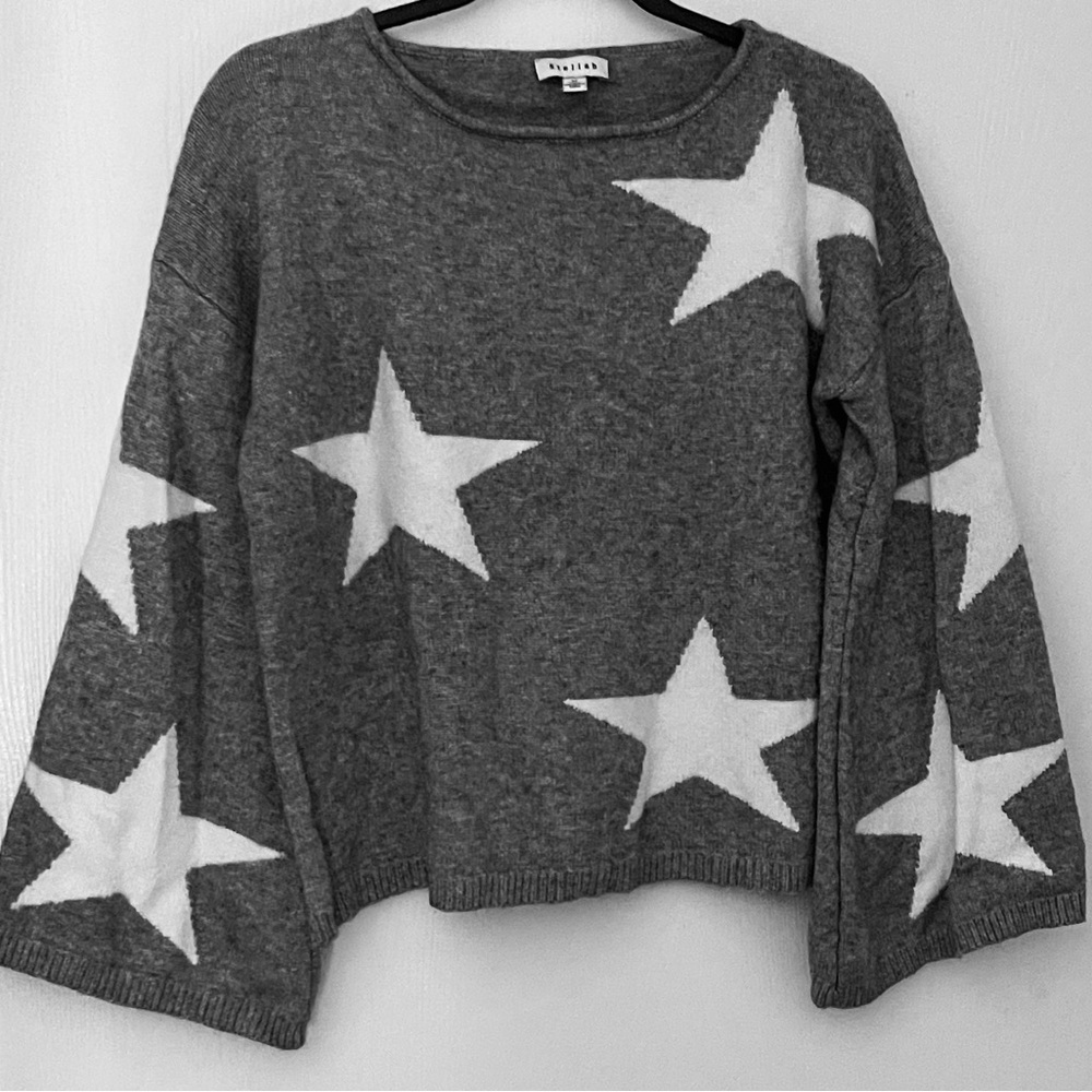 Stellah Star Pullover Cozy Sweater with Bell Sleeves